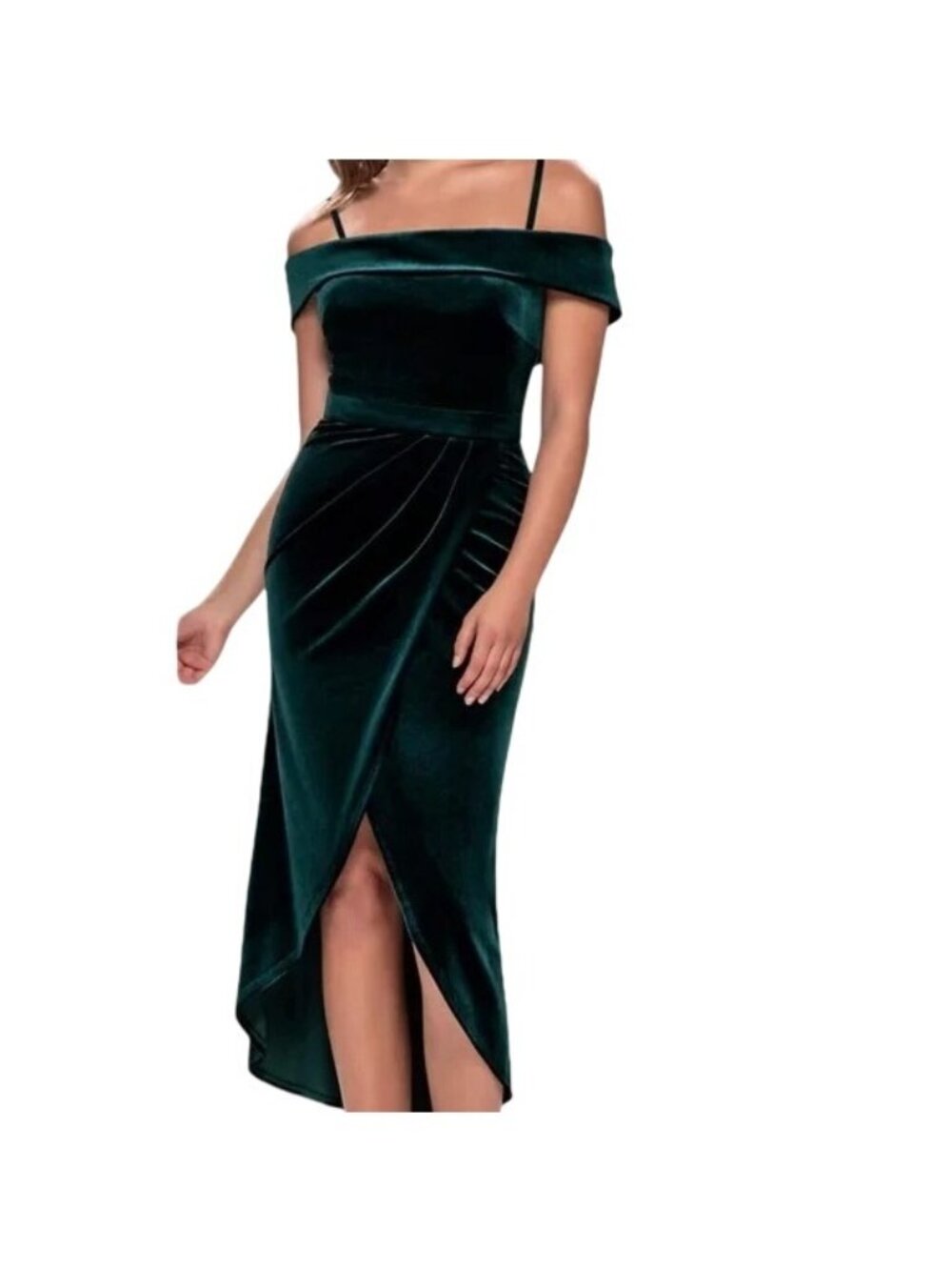 Blush Dress Large Mark Sweet Desire Velvet Midi Black Cold Shoulder Chic Evening